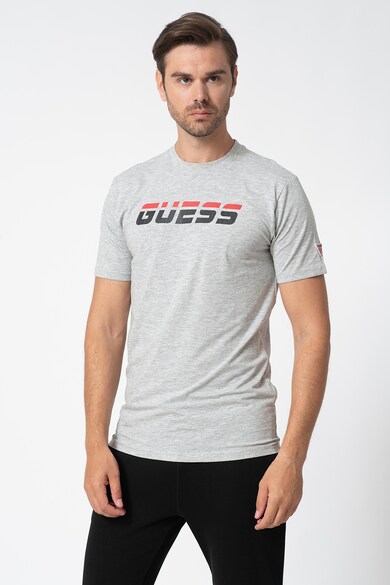 GUESS Tricou de casa cu decolteu la baza gatului si imprimeu logo Barbati