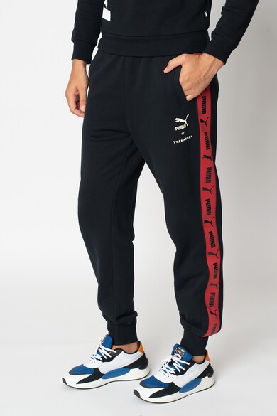 Puma Pantaloni sport conici cu benzi laterale cu logo Barbati