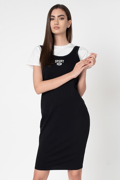 DKNY Rochie cu imprimeu logo si aspect 2in1 Femei