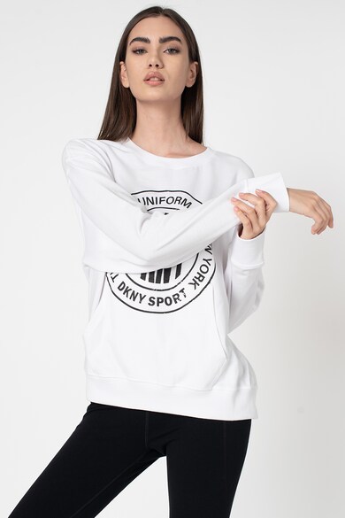 DKNY Bluza sport cu decolteu la baza gatului si imprimeu logo Femei