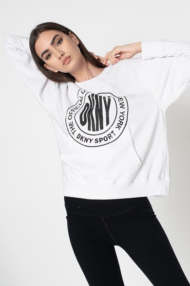 DKNY Bluza sport cu decolteu la baza gatului si imprimeu logo Femei