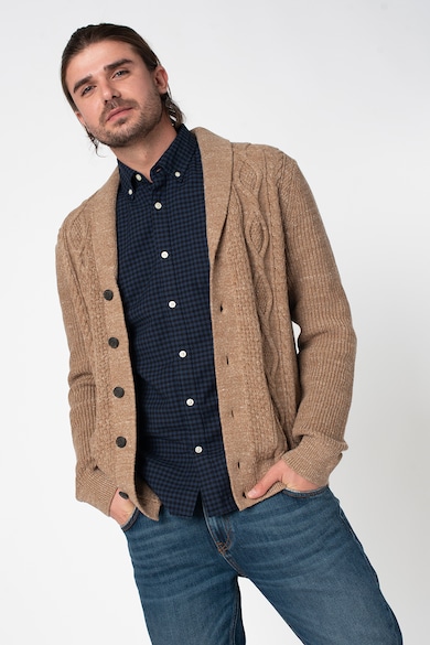 GAP Cardigan din bumbac cu model torsade Barbati