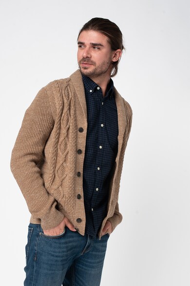 GAP Cardigan din bumbac cu model torsade Barbati