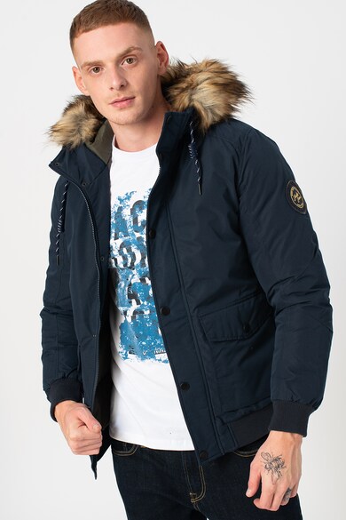 Jack & Jones Geaca bomber cu gluga si garnitura de blana ecologica Sky Barbati