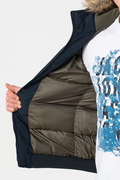 Jack & Jones Geaca bomber cu gluga si garnitura de blana ecologica Sky Barbati