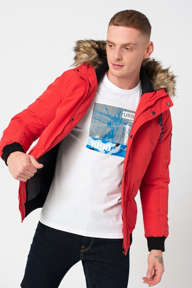 Jack & Jones Geaca bomber cu gluga si garnitura de blana ecologica Sky Barbati