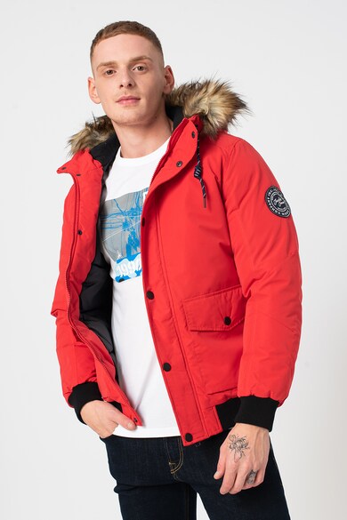 Jack & Jones Geaca bomber cu gluga si garnitura de blana ecologica Sky Barbati