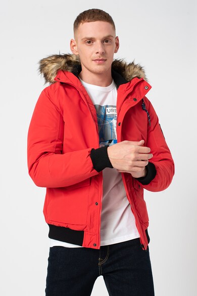 Jack & Jones Geaca bomber cu gluga si garnitura de blana ecologica Sky Barbati