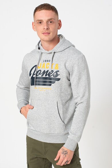 Jack & Jones Hanorac cu imprimeu, snur si buzunar kangaroo Barbati