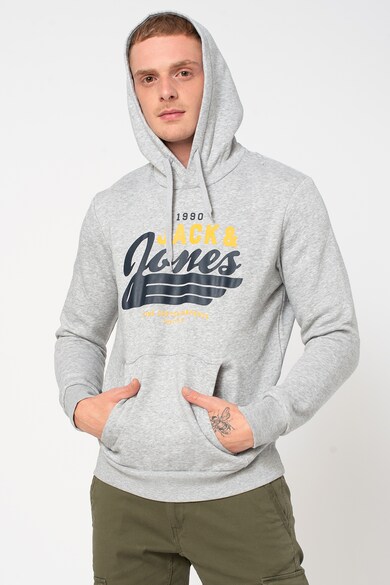 Jack & Jones Hanorac cu imprimeu, snur si buzunar kangaroo Barbati