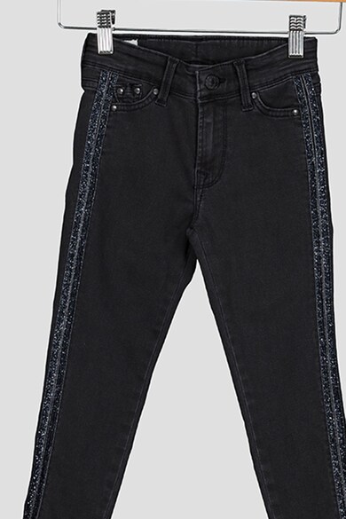 Pepe Jeans London Blugi skinny cu insertii stralucitoare in partile laterale Fete
