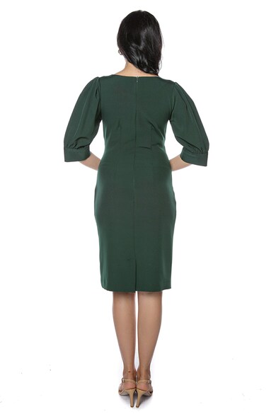 Miss One ROchie midi cu maneci bufante, Verde forest Femei