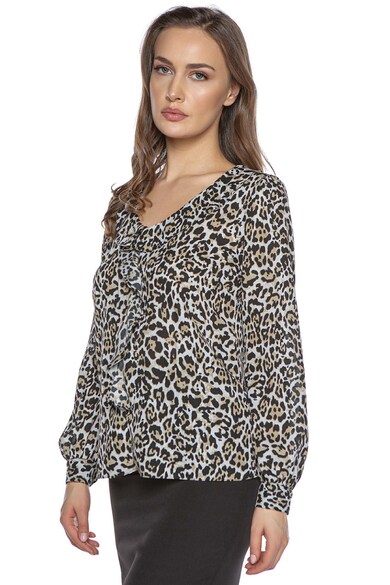 Miss One Bluza cu animal print si guler cu volane Femei