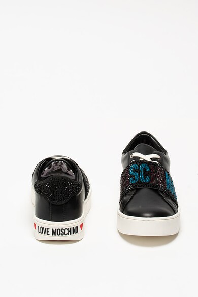 Love Moschino Bőr sneaker strasszköves rátétekkel női