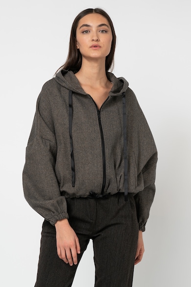 Antonia M Bő fazonú cipzáros pulóver kapucnival női