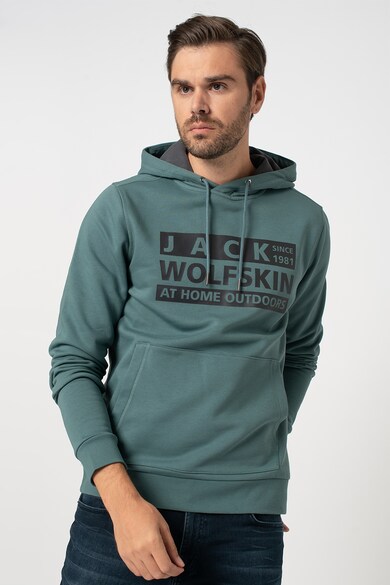 Jack Wolfskin Brand kapucnis pulóver kenguruzsebbel férfi