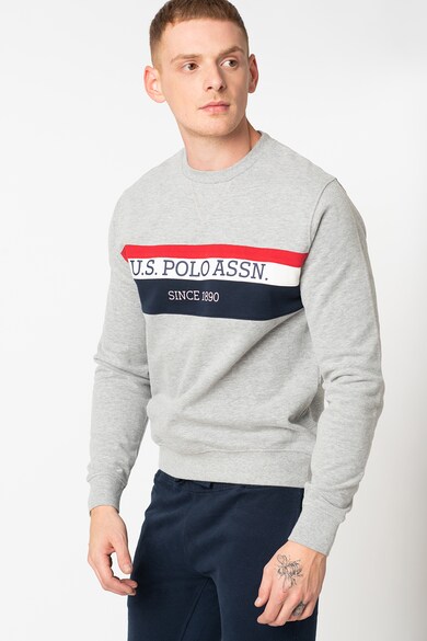 U.S. Polo Assn. Bluza sport cu logo si model in dungi USA Barbati