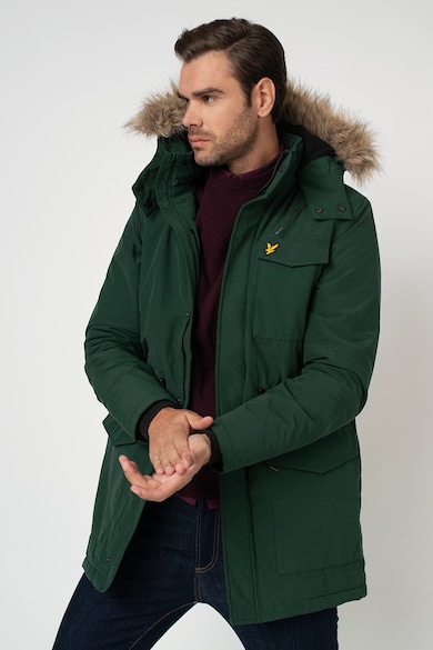 Lyle & Scott Jacheta parka cu gluga si garnitura detasabila din blana sintetica Barbati