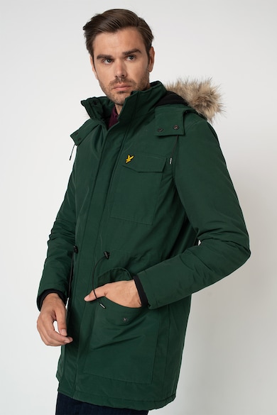 Lyle & Scott Jacheta parka cu gluga si garnitura detasabila din blana sintetica Barbati