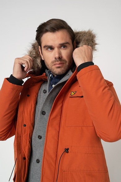 Lyle & Scott Jacheta parka cu gluga si garnitura detasabila din blana sintetica Barbati