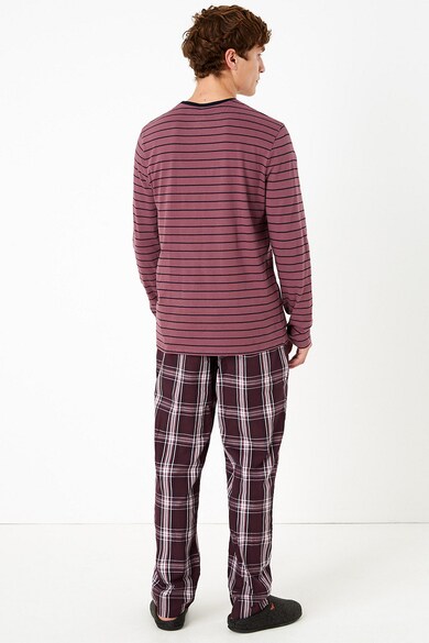 Marks & Spencer Bluza cu dungi si pantaloni de pijama din bumbac, cu carouri Barbati