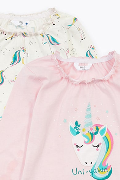 Marks & Spencer Set de pijamale cu imprimeu cu unicorn - 2 perechi Fete