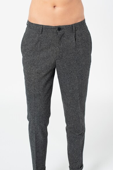 Selected Homme Pantaloni crop conici din amestec de lana Barbati