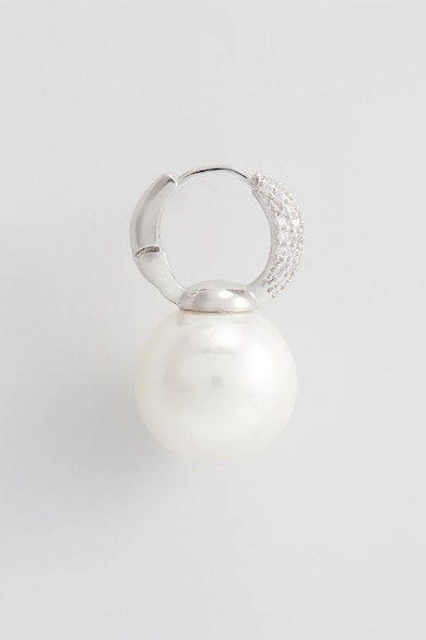 U.S. Polo Assn. Cercei decorati cu perle sintetice si zirconia, Argintiu/Alb Femei