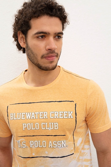 U.S. Polo Assn. Tricou cu model tropical si imprimeu text Barbati