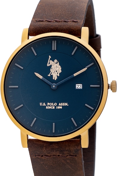 U.S. Polo Assn. Ceas analog cu o curea din piele Barbati