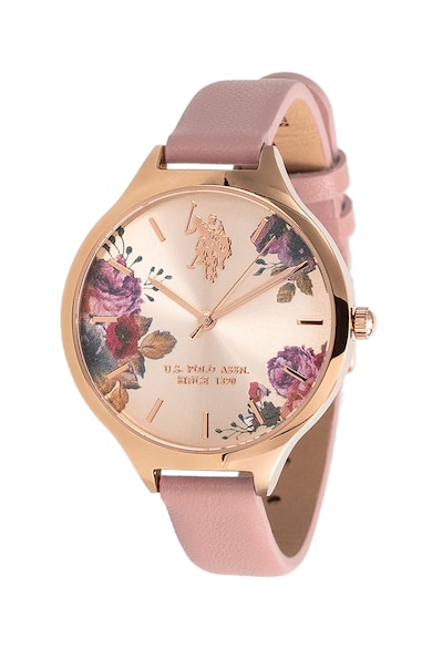 U.S. Polo Assn. Кварцов часовник с флорален циферблат Жени