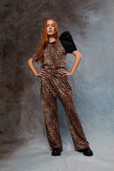 MIAU by Clara Rotescu Set de bluza si pantaloni cu animal print Tiger Femei