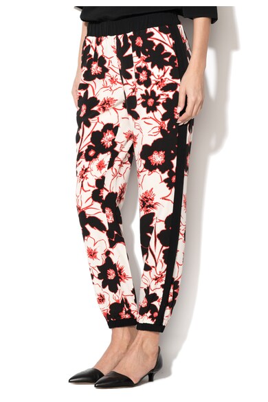 Sisley Pantaloni negru cu alb cu imprimeu floral Femei