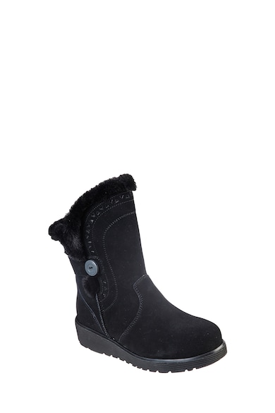 Skechers Cizme wedge mid-calf de piele intoarsa Keepsakes, Negru Femei