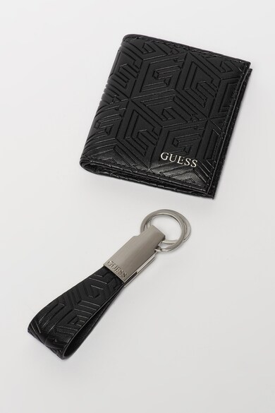 GUESS Baldo összehajtható pénztárca dombornyomott logóval, kulcstartóval férfi