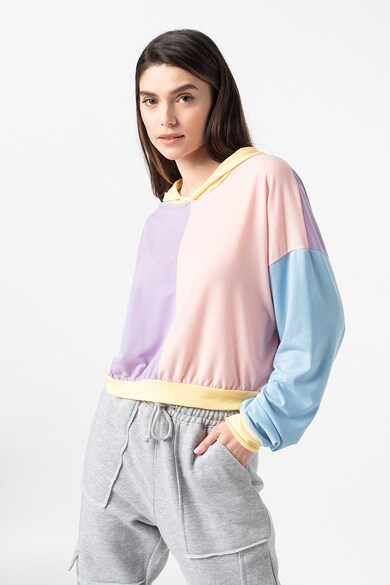 Missguided Colorblock dizájnú crop pulóver kapucnival női