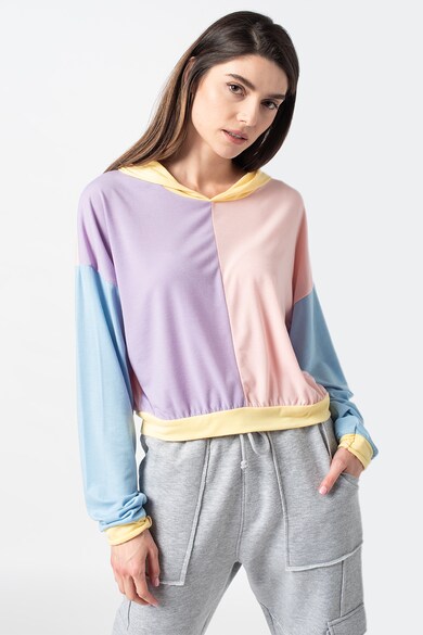 Missguided Colorblock dizájnú crop pulóver kapucnival női