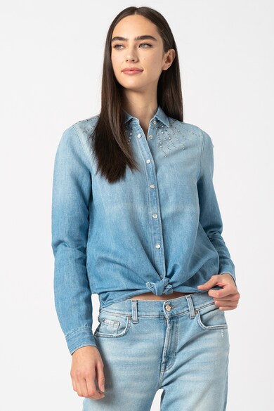 7 for all mankind Camasa din amestec de in si denim cu strasuri Femei