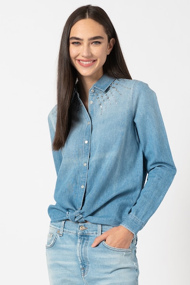 7 for all mankind Camasa din amestec de in si denim cu strasuri Femei