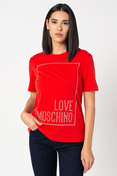 Love Moschino Kerek nyakú póló szegecses rátétekkel női