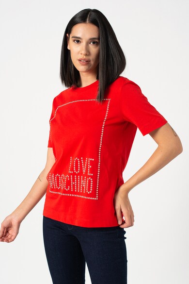 Love Moschino Kerek nyakú póló szegecses rátétekkel női