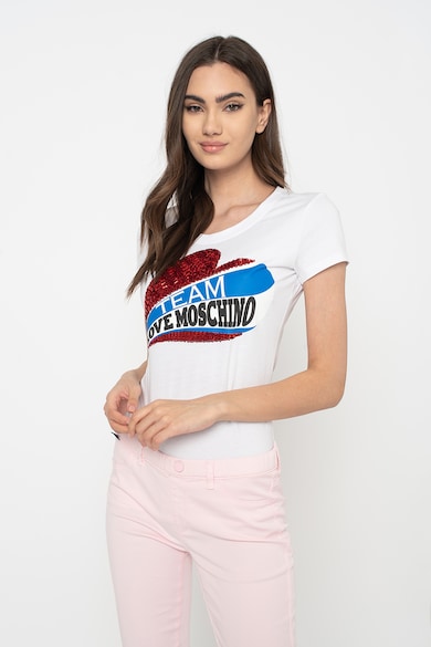 Love Moschino Tricou cu aplicatii din paiete Femei
