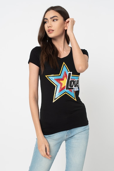 Love Moschino Tricou cu aplicatii din paiete Femei