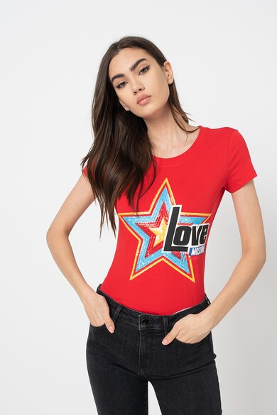 Love Moschino Póló flitteres rátétekkel női