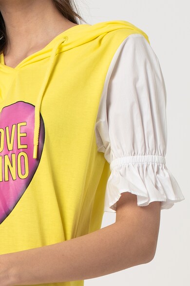 Love Moschino Rochie tip tricou cu gluga si maneci bufante Femei