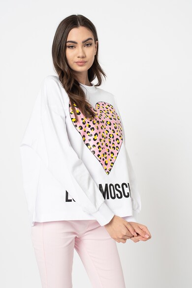 Love Moschino Bő fazonú pulóver logós mintával női