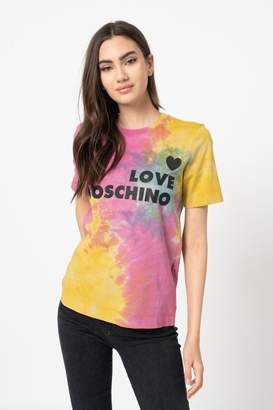 Love Moschino Logómintás póló batikolt hatással női