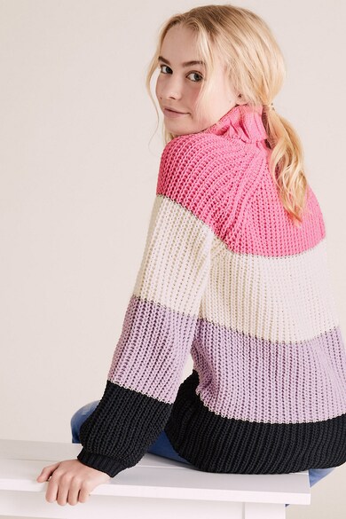 Marks & Spencer Pulover tricotat masiv cu guler inalt si maneci raglan Fete