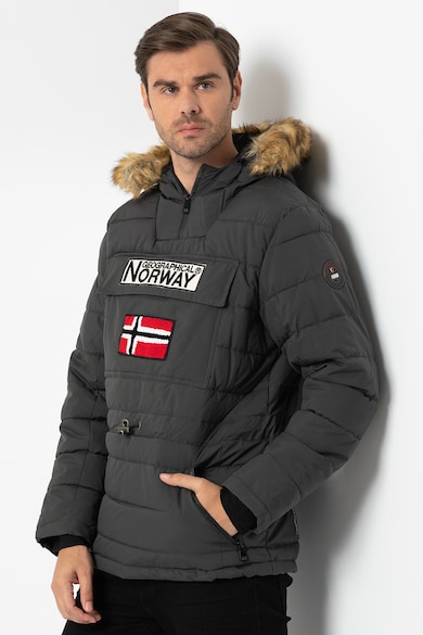 Geographical Norway Geaca cu vatelina si garnitura de blana sintetica, fara inchidere Coconut Barbati