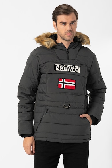 Geographical Norway Geaca cu vatelina si garnitura de blana sintetica, fara inchidere Coconut Barbati